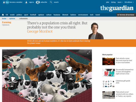 Guardian article on population and farming