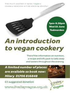 An introduction to vegan cooking, 22 June 2016