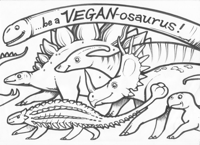 colouring in - veganosaurus