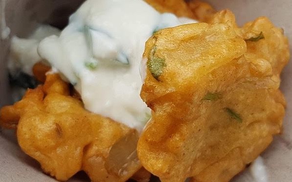 Onion Bhajis and Coconut Riata