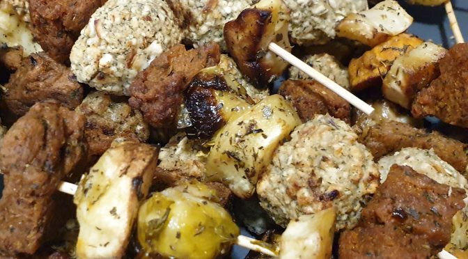 Festive seitan skewers by Chris (Christmas 2019)